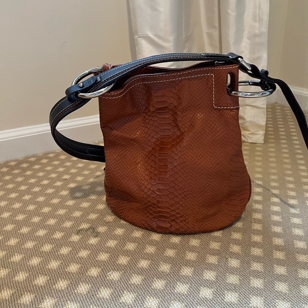 Leather embossed bucket bag